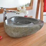 Vasque � poser en pierre de rivi�re tourbillo 40