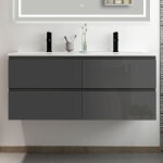 Ocean meuble salle de bain 120cm anthracite brillant avec 4 tiroirs � fermeture automatique et double ...