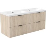 Ocean meuble de salle de bain 120cm ch�ne avec 4 tiroirs + vasque pierre reconstitu�e