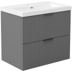Ocean meuble de salle de bain 60cm anthracite avec 2 tiroirs + vasque pierre reconstitu�e
