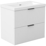 Ocean meuble de salle de bain 60cm blanc avec 2 tiroirs + vasque pierre reconstitu�e