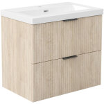 Ocean meuble de salle de bain 60cm ch�ne avec 2 tiroirs + vasque pierre reconstitu�e