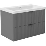 Ocean meuble de salle de bain 79cm anthracite avec 2 tiroirs + vasque pierre reconstitu�e