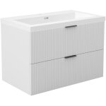 Ocean meuble de salle de bain 79cm blanc avec 2 tiroirs + vasque pierre reconstitu�e
