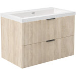 Ocean meuble de salle de bain 79cm ch�ne avec 2 tiroirs + vasque pierre reconstitu�e