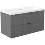 Ocean meuble de salle de bain 99cm anthracite avec 2 tiroirs + vasque pierre reconstitu�e