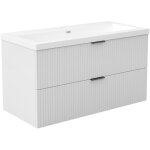 Ocean meuble de salle de bain 99cm blanc avec 2 tiroirs + vasque pierre reconstitu�e