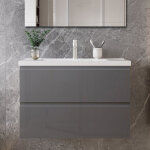 Ocean meuble de salle de bain, anthracite haute brillance, avec lavabo en c�ramique? 79 x 46 x 52 cm