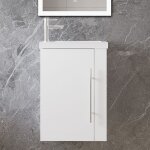 Ocean meuble de salle de bain blanc, 40 x 23 x 60 cm, meuble sous vasque, avec lavabo, porte simple, ...