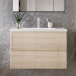 Ocean meuble de salle de bain, ch�ne haute brillance, avec lavabo en c�ramique? 79 x 46 x 52 cm