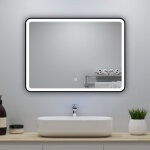 Ocean miroir lumineux 80x60cm avec anti - bu�e + 3 couleurs + dimmable, miroir salle de bain