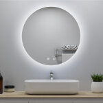 Ocean miroir lumineux rond 80x80cm avec anti - bu�e + 3 couleurs + dimmable, mural miroir salle de bain ...