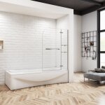 Oc�an paroi de douche 90x140cm baignoire pivotante 90� s�curit - avec porte - serviette