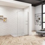 Ocan paroi de douche italienne 80x190cm - paroi de douche avec barre de fixation cylindrique extensible ...