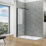 Ocan paroi de douche noire 60x200cm profil noir et 8mm verre anti - calcaire, compris une barre de ...