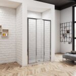 Ocean sanitaire - ocan porte de douche coulissante 3 volets - 120 x 195 cm - verre anticalcaire, design ...