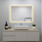 Ocean sanitaire - ocean 100x60cm miroir de salle de bain � led, bluetooth + loupe 3x + tricolore + anti ...