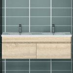 Ocean sanitaire - 120cm meuble vasque suspendu bois clair avec 2 portes