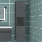 131, 5cm colonne salle de bain anthracite, armoire haute �tag�re de rangement, meuble de salle de bain ...
