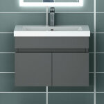 Ocean sanitaire - 60cm ensemble de meubles de salle de bain anthracite avec 2 portes Ocean sanitaire - 60cm ensemble de meubles de salle de bain anthracite avec 2 portes