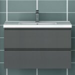 Ocean sanitaire - 80cm ensemble de meubles de salle de bain anthracite avec 2 tiroirs Ocean sanitaire - 80cm ensemble de meubles de salle de bain anthracite avec 2 tiroirs