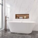 Oc�an baignoire �lot ovale 170x80cm, blanc brillant, en acrylique, avec vidage trop - plein