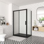 Ocean sanitaire - oc�an cabine de douche 110x80x195cm profil� noir mat en verre anticalcaire porte de ...