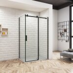 Ocean sanitaire - oc�an cabine de douche coulissante 140x80x200cm - verre anticalcaire 8mm, profil noir ...