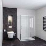 Ocean sanitaire - oc�an cabine de douche en forme u 100x80x80x190cm une porte de douche coulissante + ...