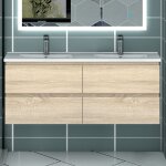 Ocean sanitaire - ocean ensemble de meubles de salle de bain 120cm avec vasque, 4 tiroirs, suspendu, ...