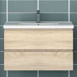 Ocean sanitaire - ocean ensemble de meubles de salle de bain 79cm avec vasque, 2 tiroirs, suspendu, matte ...