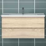 Ocean sanitaire - ocean ensemble de meubles de salle de bain 99cm avec vasque, 2 tiroirs, suspendu, matte ...