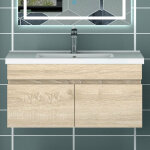 Ocean sanitaire - meuble vasque suspendu 80cm naturel avec 2 portes Ocean sanitaire - meuble vasque suspendu 80cm naturel avec 2 portes
