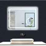 Ocean sanitaire - ocean miroir de salle de bain led, bluetooth + affichage num�rique horloge + 3x loupe ...