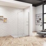 Ocean sanitaire - oc�an paroi de douche italienne 120x190 cm - barre de stabilisation extensible - verre ...