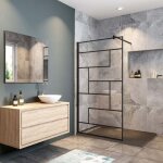 Ocean sanitaire - oc�an paroi de douche noire 80x200cm s�rigraphie noire en verre anticalcaire