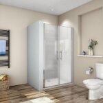 Oc�an porte de douche 80x185cm verre satin� et anticalcaire porte battante en niche