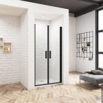 Ocean sanitaire - oc�an porte de douche battante 80x200 cm - noir mat - verre anticalcaire 8 mm - �tanch�it� ...