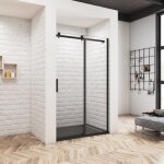 Ocean sanitaire - oc�an porte de douche coulissante 100cm pour niche - verre anticalcaire 8mm, hauteur ...