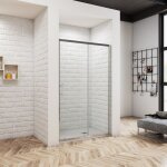 Ocean sanitaire - oc�an porte de douche coulissante 130x190 cm - verre transparent - gain de place