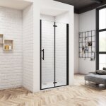 Ocean sanitaire - oc�an porte de douche noire mat 100 x 195 cm - verre tremp� anticalcaire & anti - trace ...