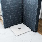 Ocean sanitaire - oc�an receveur de douche 90x90cm carr� extra plat blanc antiderapantavec une grille ...