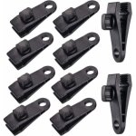 Odipie - lot de 10 pinces pour bche, pour tente, pour voiture, camping, noir