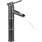 Odipie - robinet mitigeur de cuisine vintage en bronze antique, cuivre massif, bambou, pour salle de ...