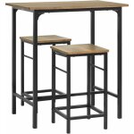 Ogt10 - pf lot table et 2 tabourets ensemble table de bar bistrot + 2 chaises de bar avec repose - pieds ...