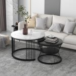 Ohjijinn - table basse gigogne moderne, ensemble de tables basses, dessus de table brillant, table d'appoint ...