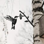 D'oiseau en m�tal - noir en fer forg� oiseau oiseaux sur la branche, colibri wall art d�co pour la maison ...