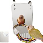 Oiseau miroir jouet avec corde perche perroquet morsure jouet avec grand miroir perroquet griffe cage ...