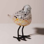 Oiseau mouchet� orange sur pied 16x13x8cm