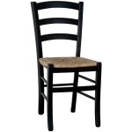 Chaise de salle à manger en bois noir venise avec assise en paille Chaise de salle à manger en bois noir venise avec assise en paille